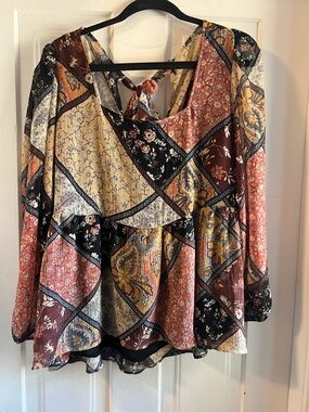 Boho patchwork blouse shirt
